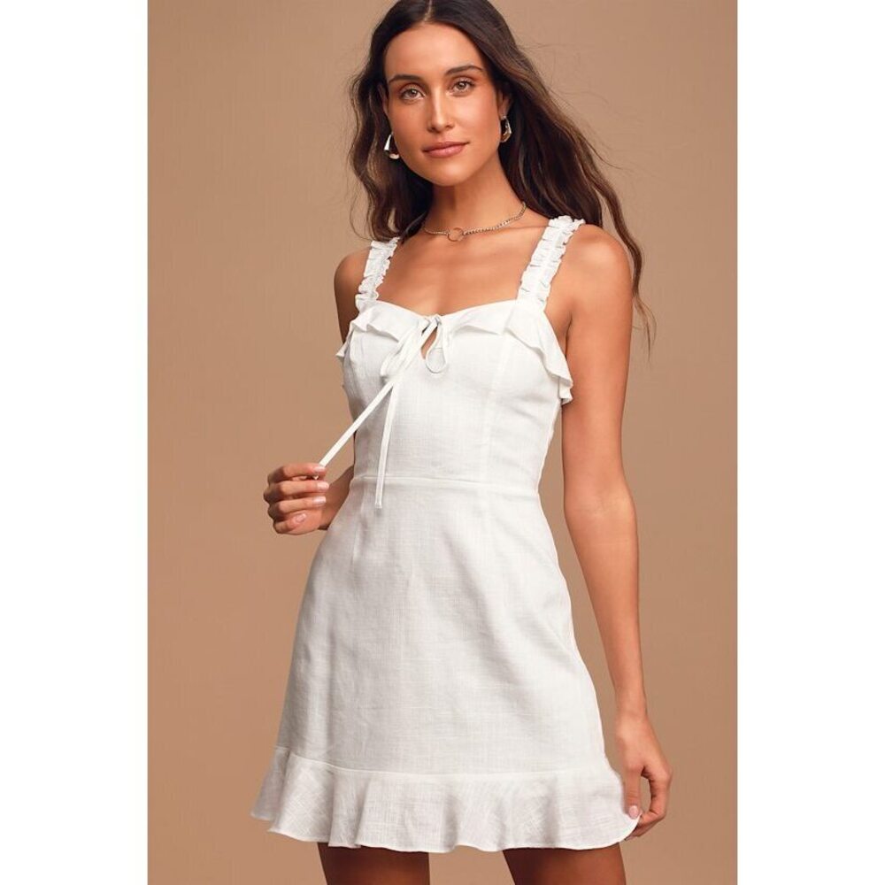 Lulus Days Like This Ivory Sleeveless Ruffled Mini Dress White - Size L